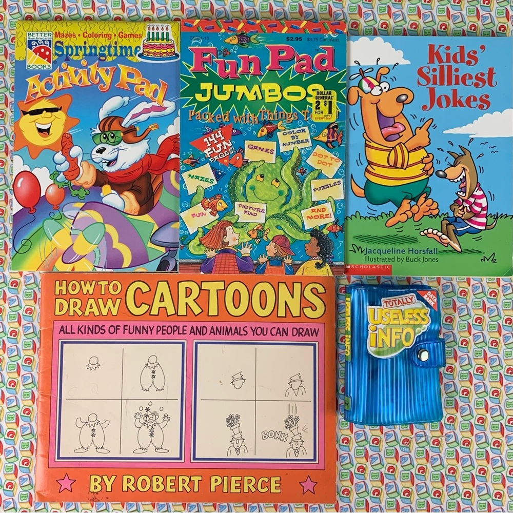 Activity Pads, Puzzles, Joke Books, Cartoons and Useless Info Book Set.